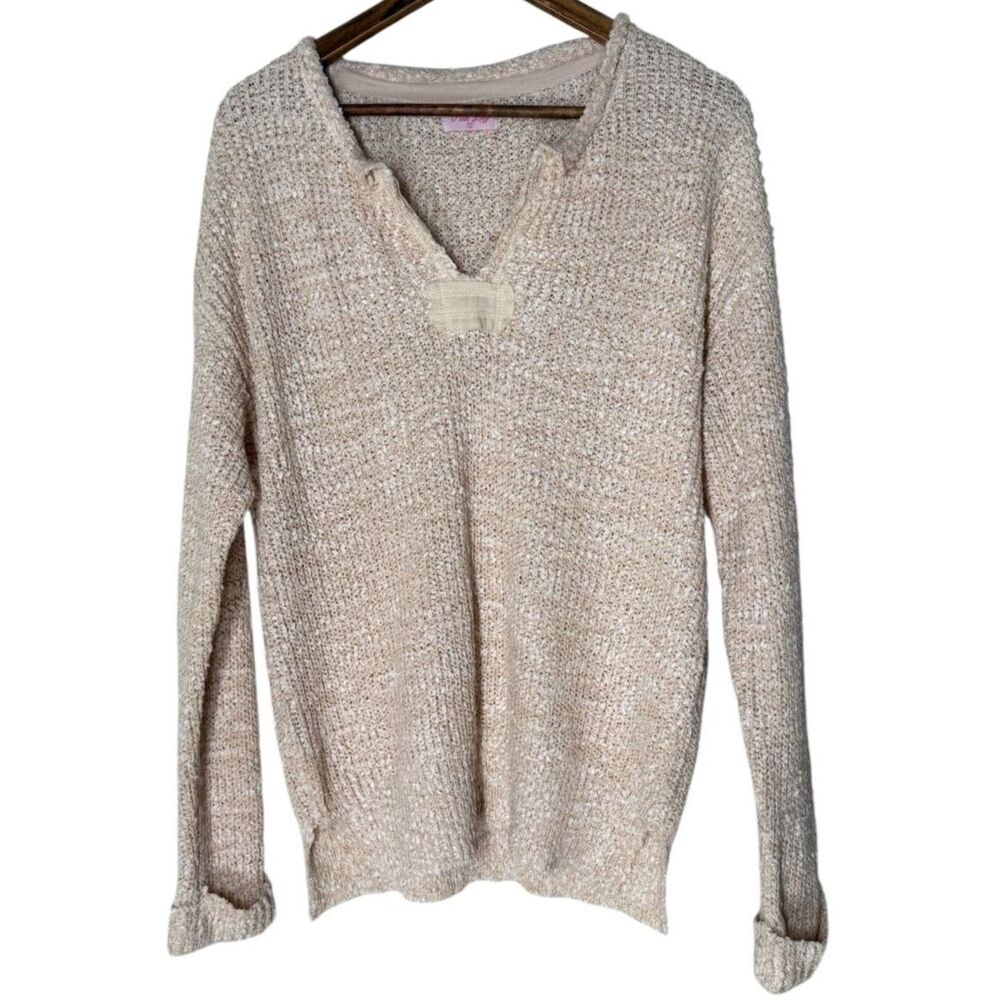 Pink Lily Boho Popcorn Chunky Knit Sweater Womens Sz S Oversized Casual